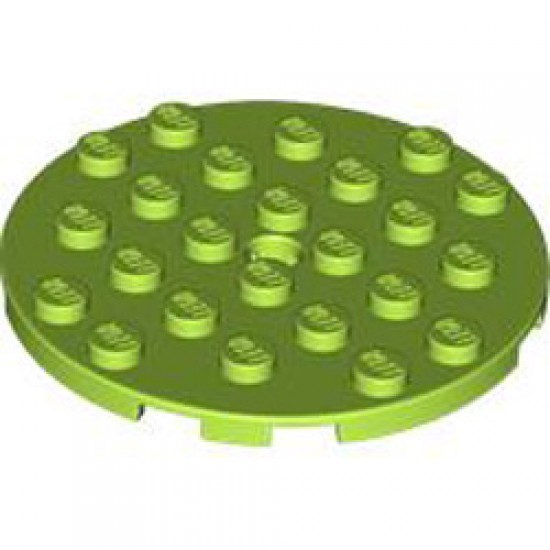 Plate 6x6 Round with Tube Snap Bright Yellowish Green