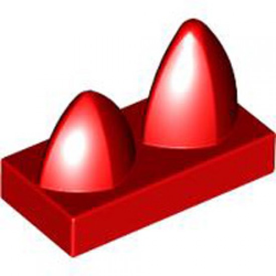 Plate 1x2 with 2 Vertical Teeth Bright Red