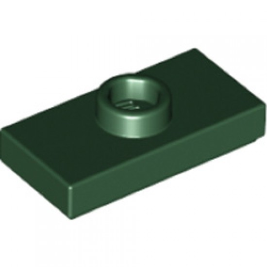 Plate 1x2 with 1 Knob Earth Green