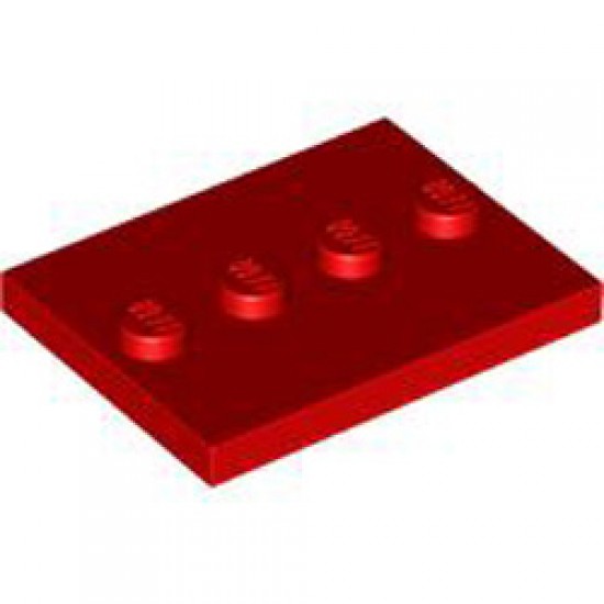 Plate 3x4 with 4 Knobs Bright Red