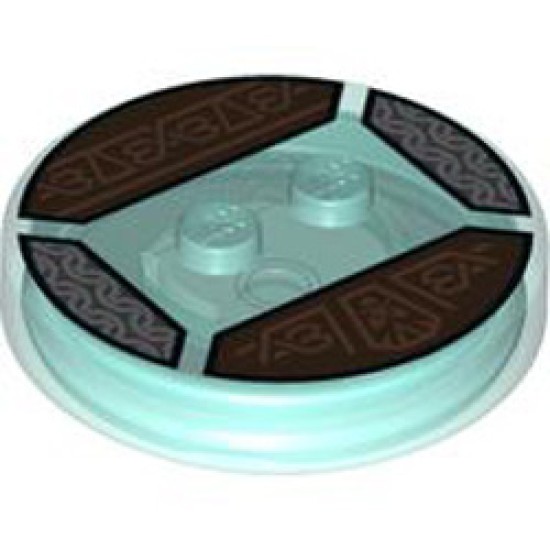 Function Circle Brick 4x4x2/3 Number 2 Number 38 Transparent Light Blue