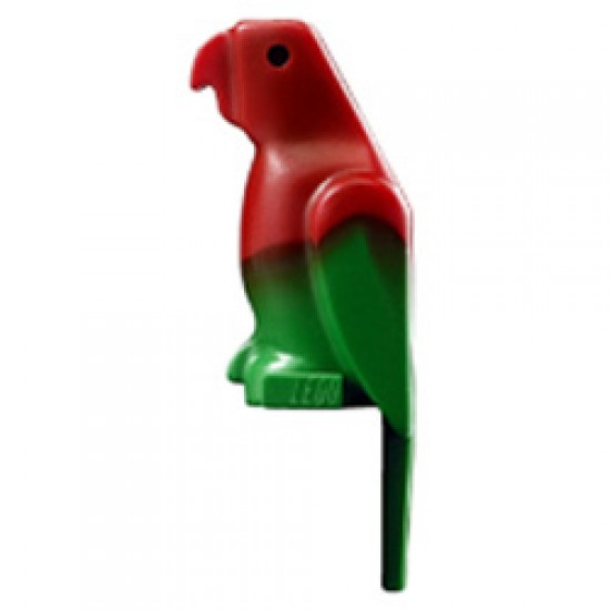 Parrot with Small Beak with Marbled Red Design Dark Green