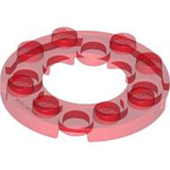 Plate Round 4x4 with Diameter 16mm Hole Transparent Red