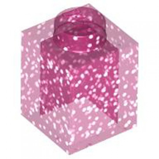 Brick 1x1 Transparent Medium Reddish Violet with Glitter