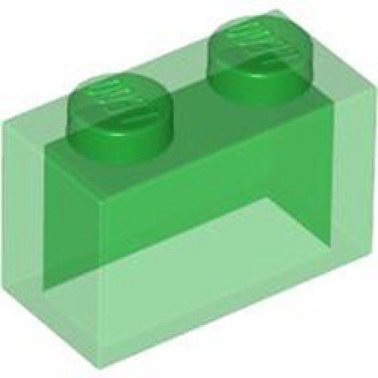 Brick 1x2 without Pin Transparent Green