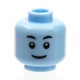 Minifigure Head with Dual Sided Black Eyebrows Light Royal Blue