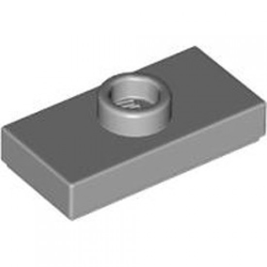 Plate 1x2 with 1 Knob and 1 Bottom Stud Medium Stone Grey