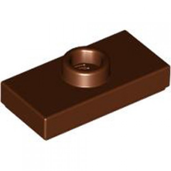 Plate 1x2 with 1 Knob and 1 Bottom Stud Reddish Brown