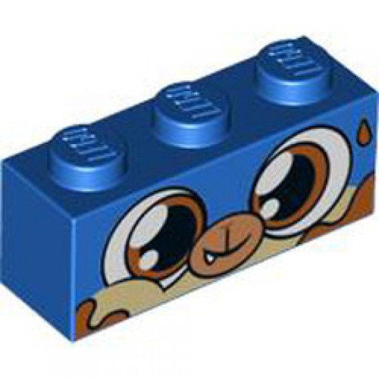 Brick 1x3 with Puppycorn Dessert Dog Face Bright Blue