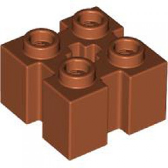 Brick 2x2 with Groove and Cross Hole Dark Orange