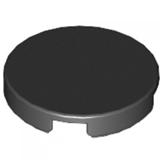 Flat Tile 2x2 Round with Bottom Cross Black