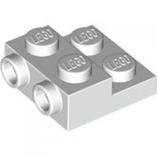 Plate 2x2x2/3 with 2 Horizontal Knob with Half Hollow Bottom Knob White