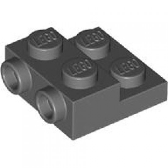 Plate 2x2x2/3 with 2 Horizontal Knob with Half Hollow Bottom Knob Dark Stone Grey