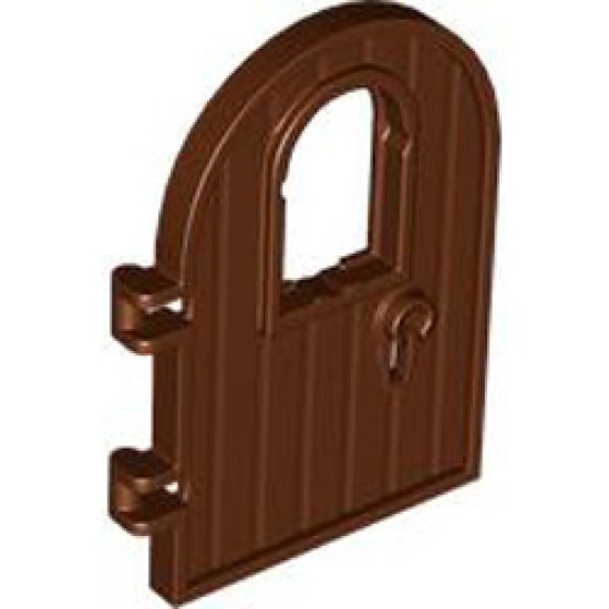 Wooden Door 4x6 with Window Reddish Brown