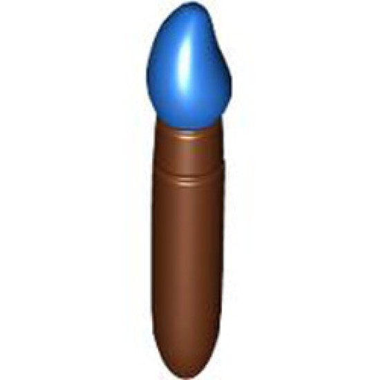 Mini Brush with Bright Blue Paint Tip Reddish Brown