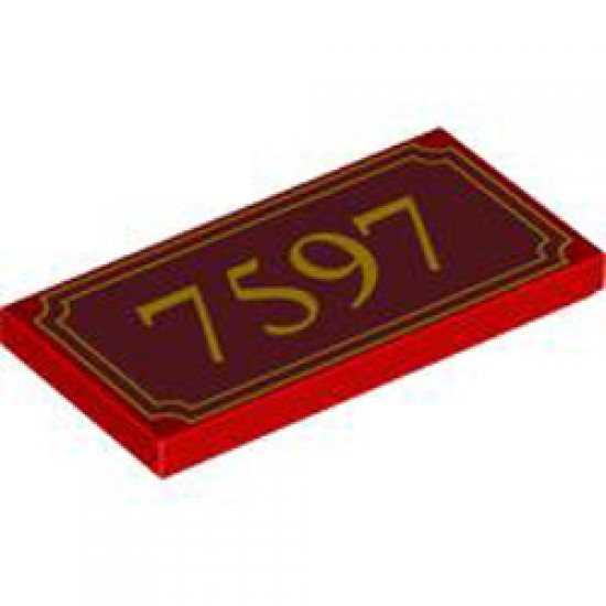 Flat Tile 2x4 Number 1 Bright Red