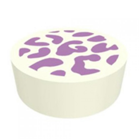 Flat Tile 1x1 Round Number 135 with Lavender Splotches White