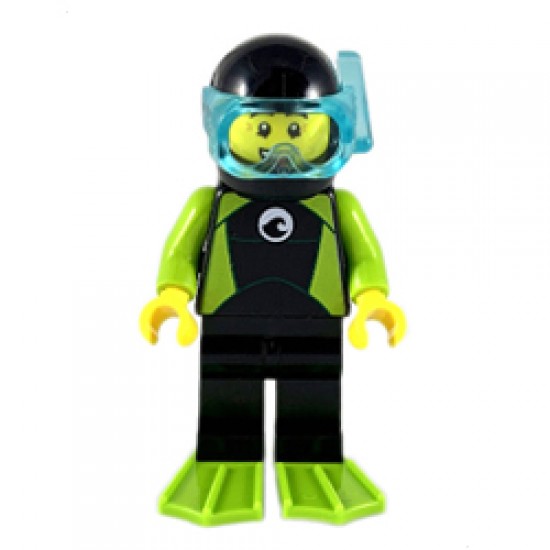 Diver - Male, Black Wetsuit with White Logo Minifigure