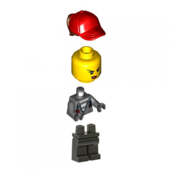 Female Jail Prisoner with Red Cap with Ponytail Minifigure