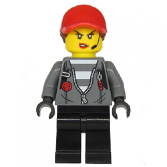 Female Jail Prisoner with Red Cap with Ponytail Minifigure