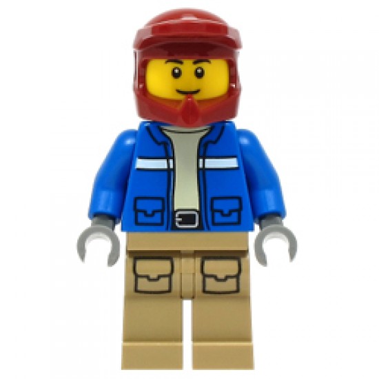 Male Wildlife Rescue Explorer with Dark Red Helmet Minifigure