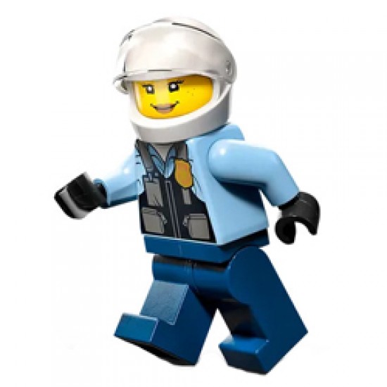 Female Motorcyclist Police with Safety Vest and Visor Helmet Minifigure