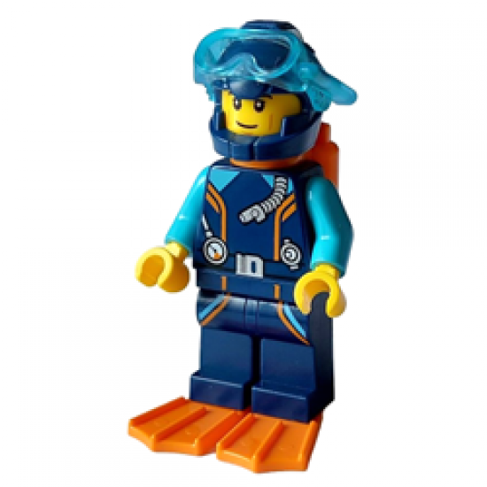 Arctic Explorer Diver - Male with Diving Suit, Helmet, Air Tanks and Flippers Minifigure