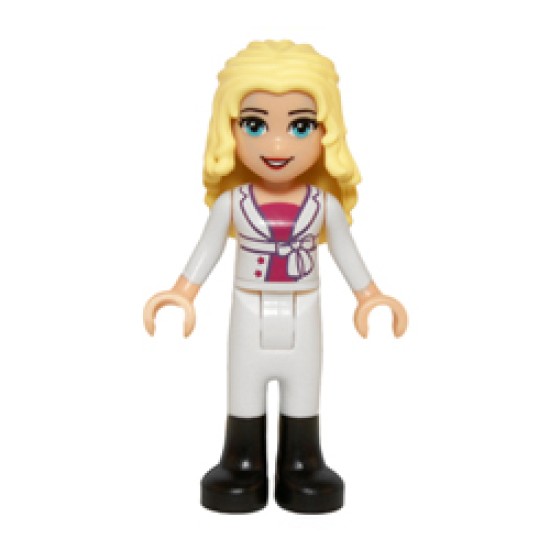 Friends Liza - White Riding Pants, Magenta Top and White Jacket with Bow Minifigure