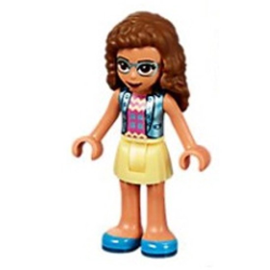 Friends Olivia - Cool Yellow Skirt with Bright Purple Top with Bright Blue Jacket Minifigure