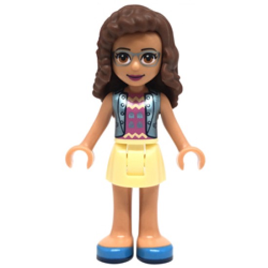 Friends Olivia - Cool Yellow Skirt with Bright Purple Top with Bright Blue Jacket Minifigure