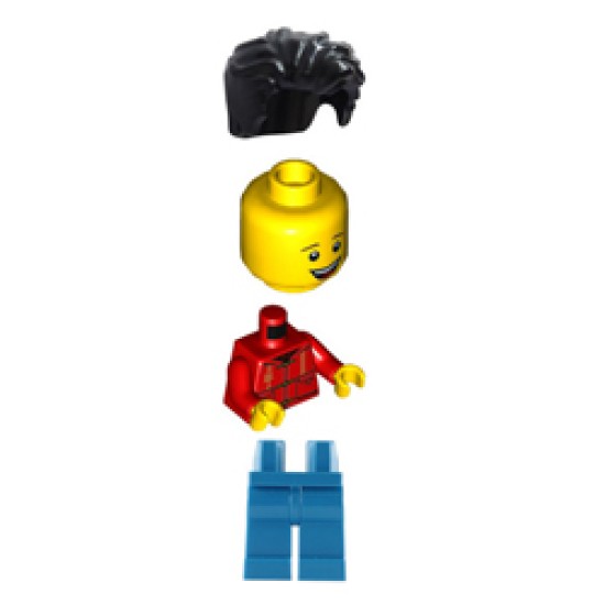 Male with Red Tang Jacket with Hood Minifigure