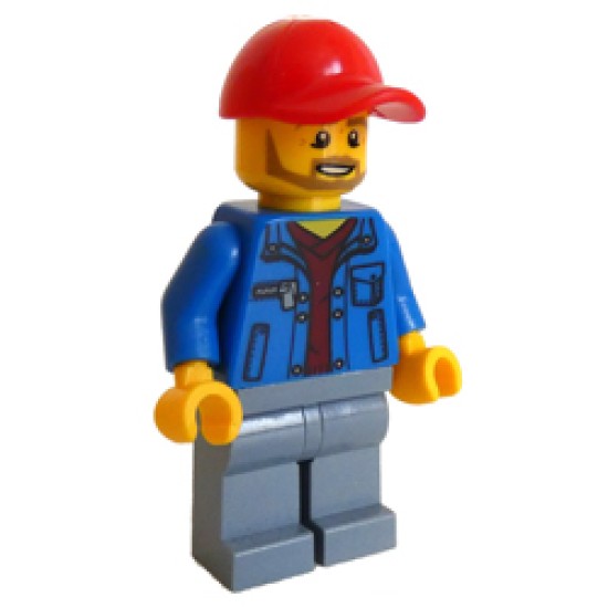 Male Race Marshal with Red Cap and Beard Minifigure